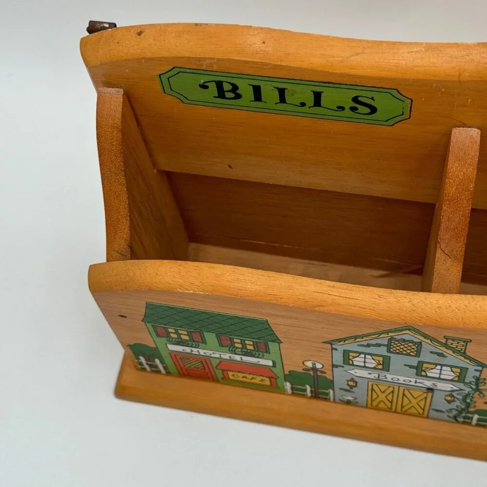 Vintage Wooden  Wall Hanging Letter Holder kitsch kitchen office